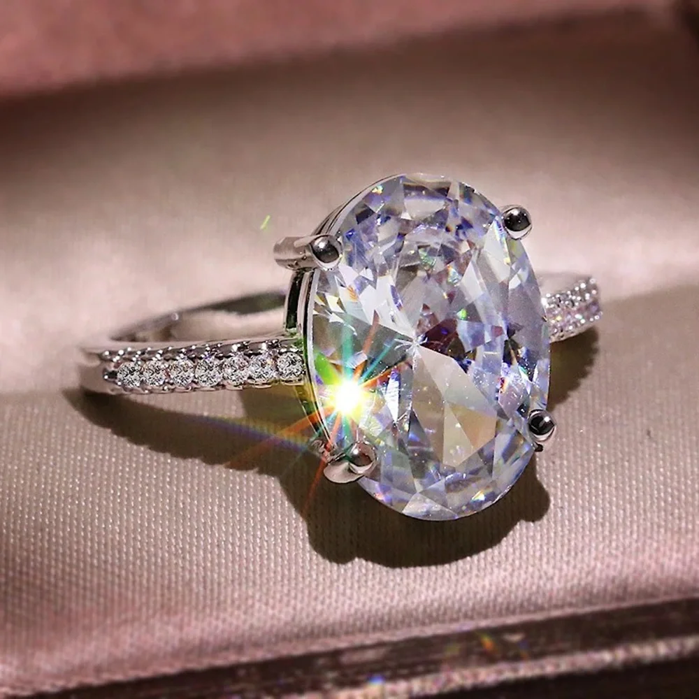 New 925 Oval 6 Ct Zircon Ring - Picture 2 of 7